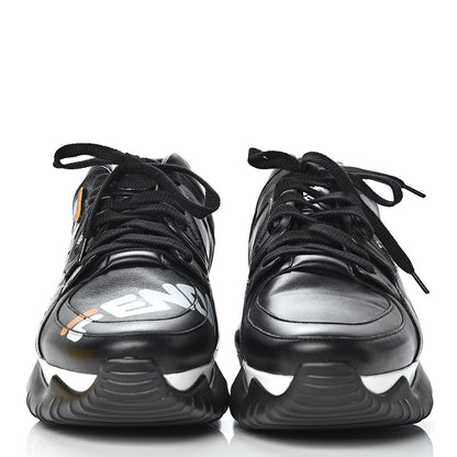 Fendi X FILA Vitello Mania Painted Mens Chunky Sneakers 9 Black Zucca White Ice 2 of 10