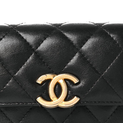 Chanel Lambskin Quilted Flap Chain Belt Bag Black 9 of 12