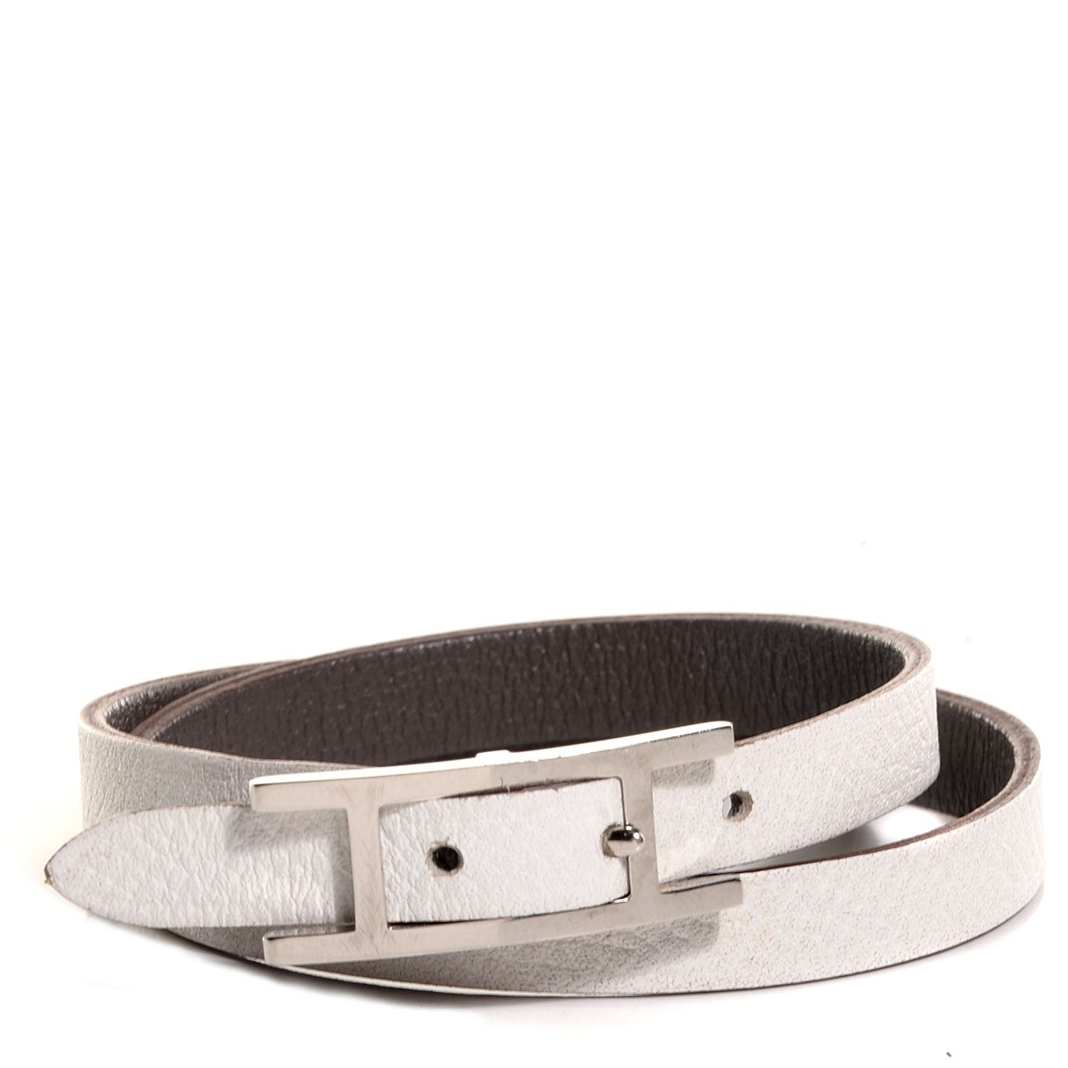Hermes Epsom Swift Behapi Double Tour Reversible Bracelet Blanc Etain Small 1 of 9