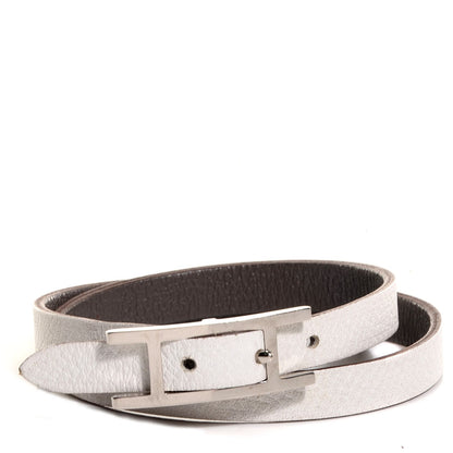Hermes Epsom Swift Behapi Double Tour Reversible Bracelet Blanc Etain Small 1 of 9