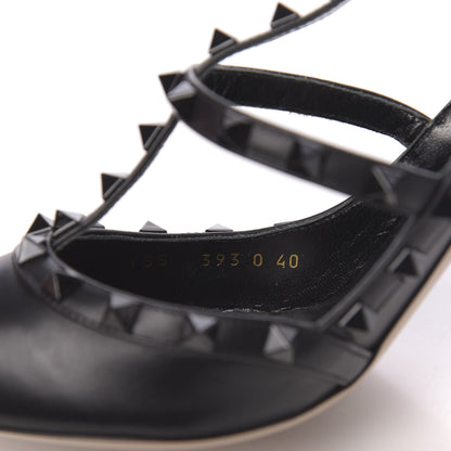 Valentino Garavani Calfskin Lacquered Monochrome Rockstud Ankle Strap 100mm Pumps 40 Black 7 of 9
