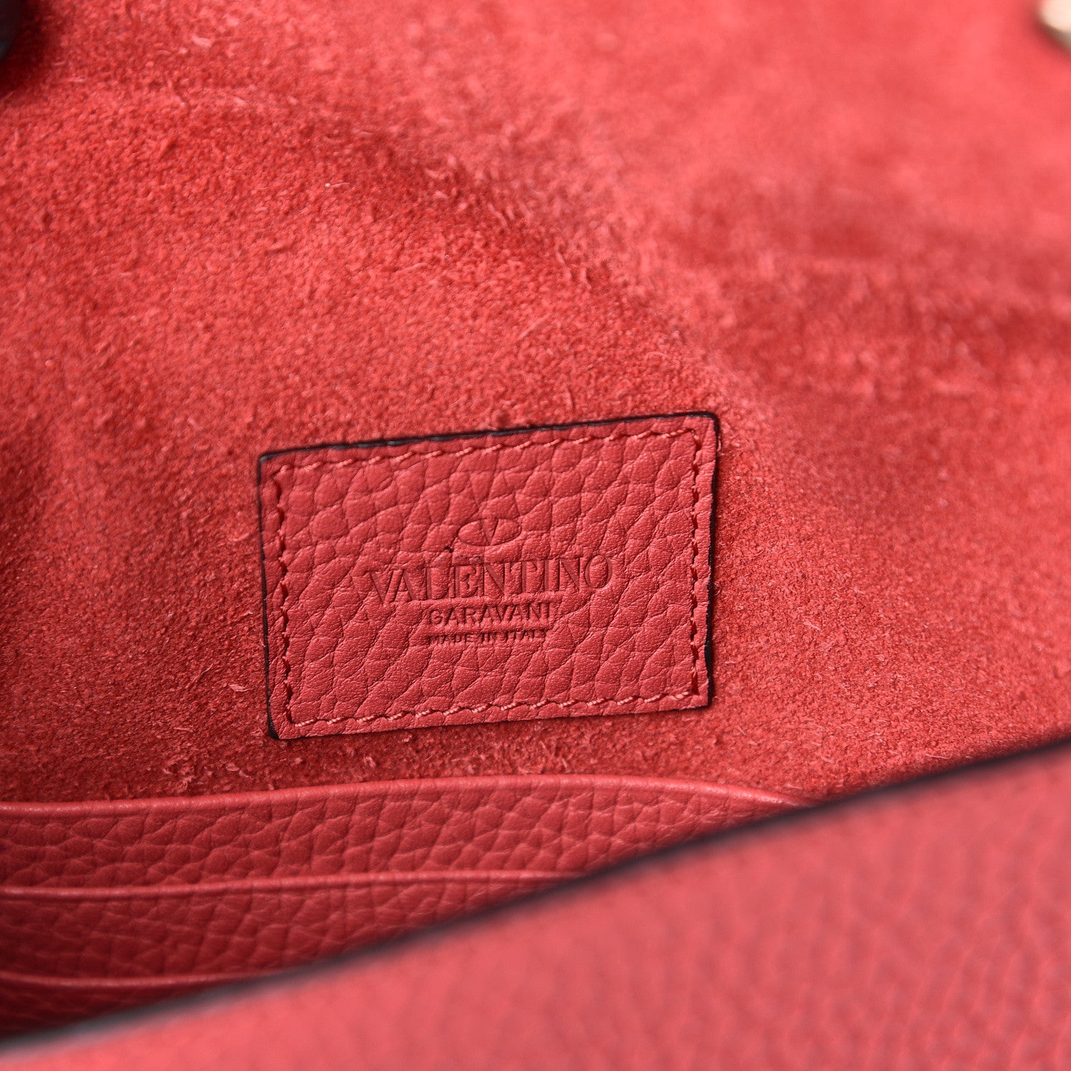 Valentino Garavani Pebbled Calfskin Rockstud Envelope Clutch Red 6 of 7