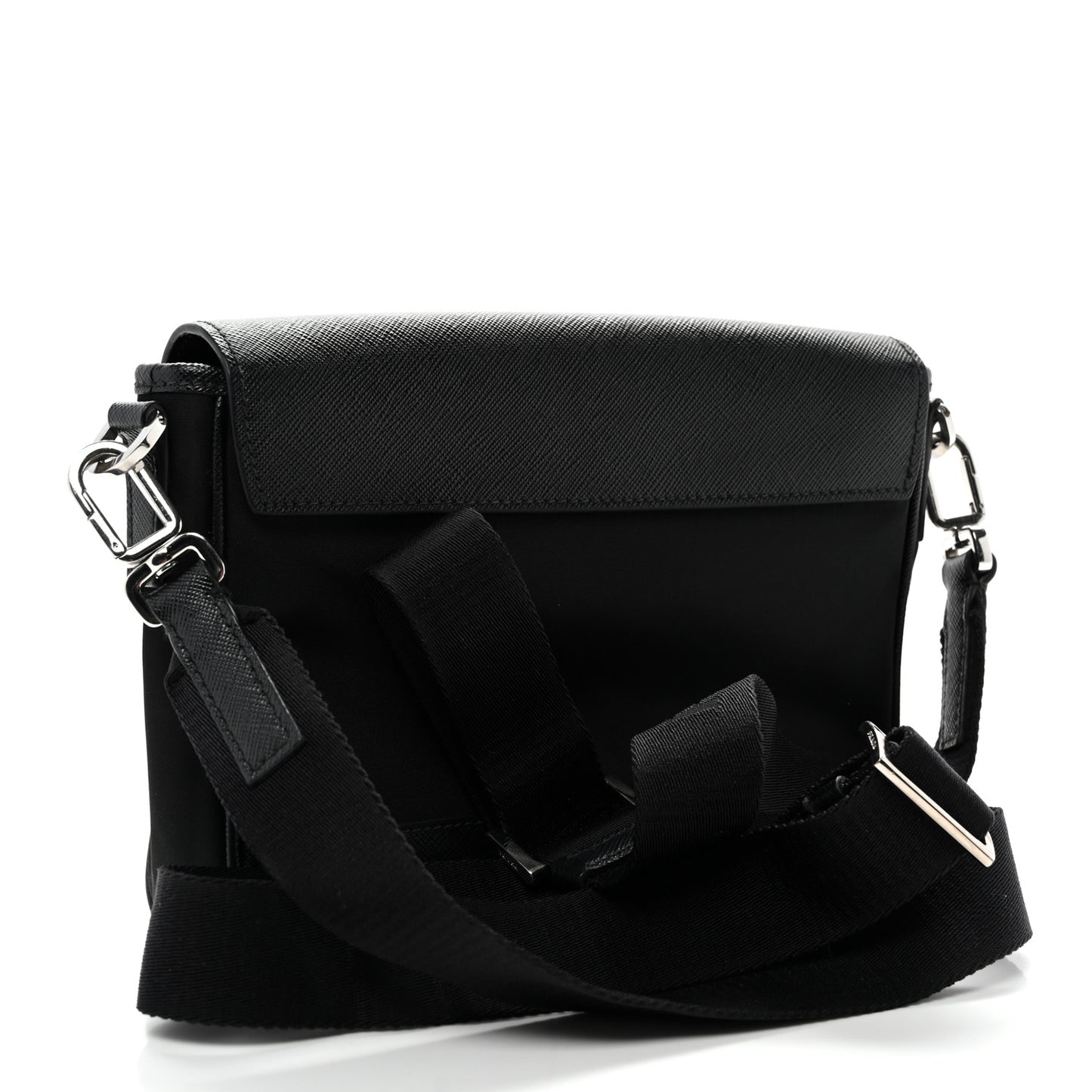 Re-Nylon Saffiano Triangle Shoulder Bag Black