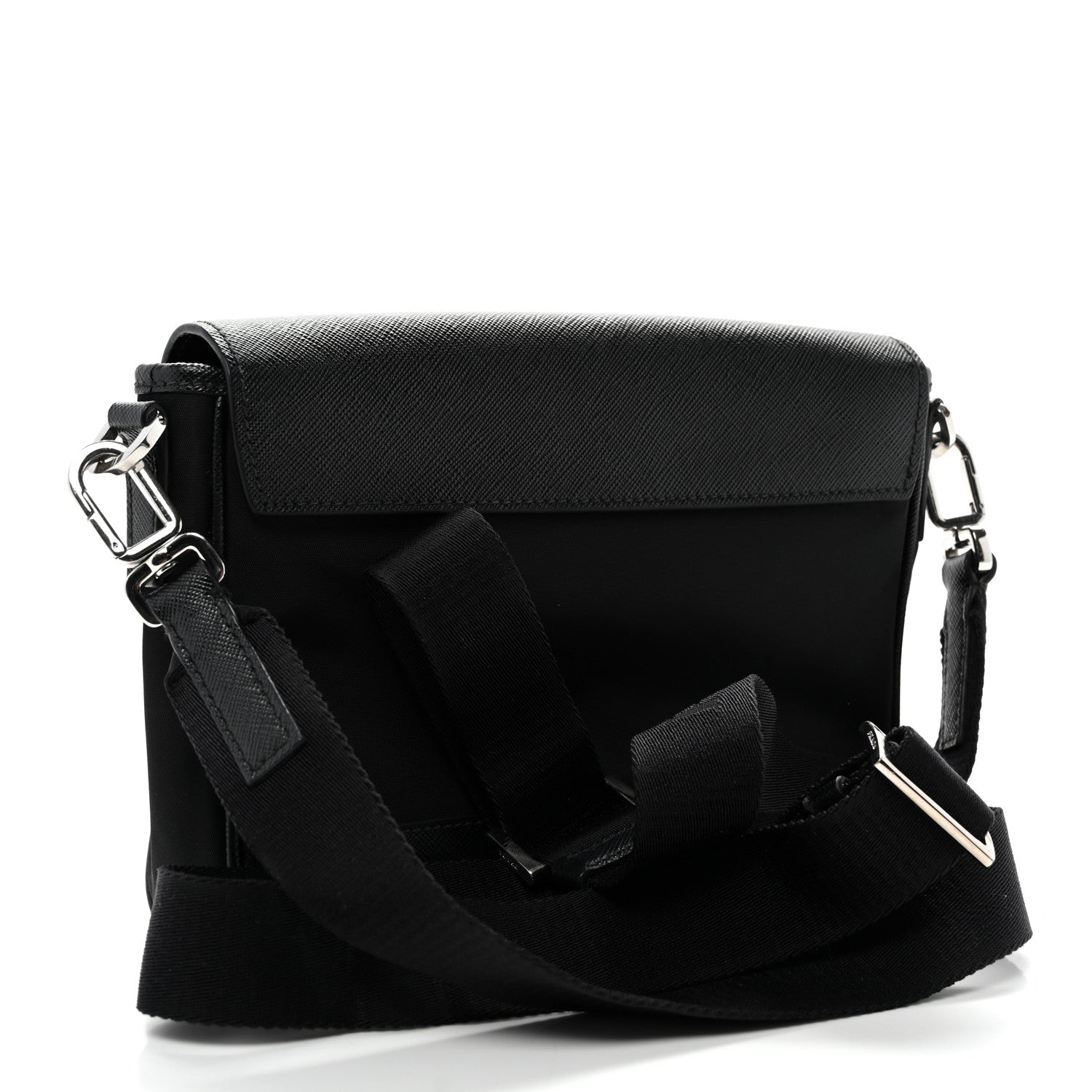 Prada Re-Nylon Saffiano Triangle Shoulder Bag Black 2 of 10