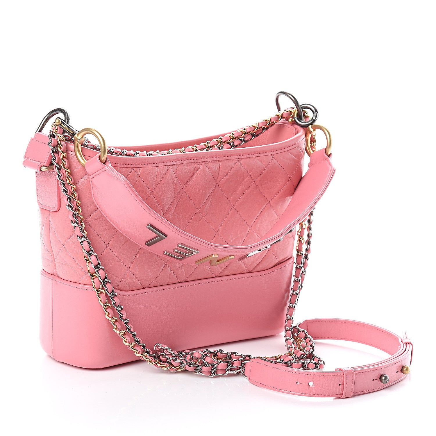 Chanel Aged Smooth Calfskin Quilted Medium Gabrielle Logo Hobo Pink 2 of 8