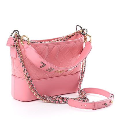 Chanel Aged Smooth Calfskin Quilted Medium Gabrielle Logo Hobo Pink 2 of 8