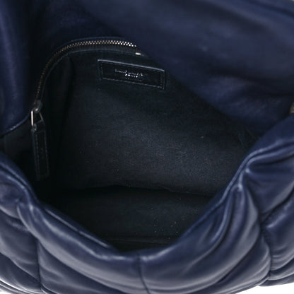Saint Laurent Lambskin Quilted Medium Loulou Puffer Monogram Chain Satchel Navy 5 of 9