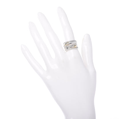 David Yurman Sterling Silver 18K Yellow Gold Double X Crossover Ring 54 6.75 2 of 4