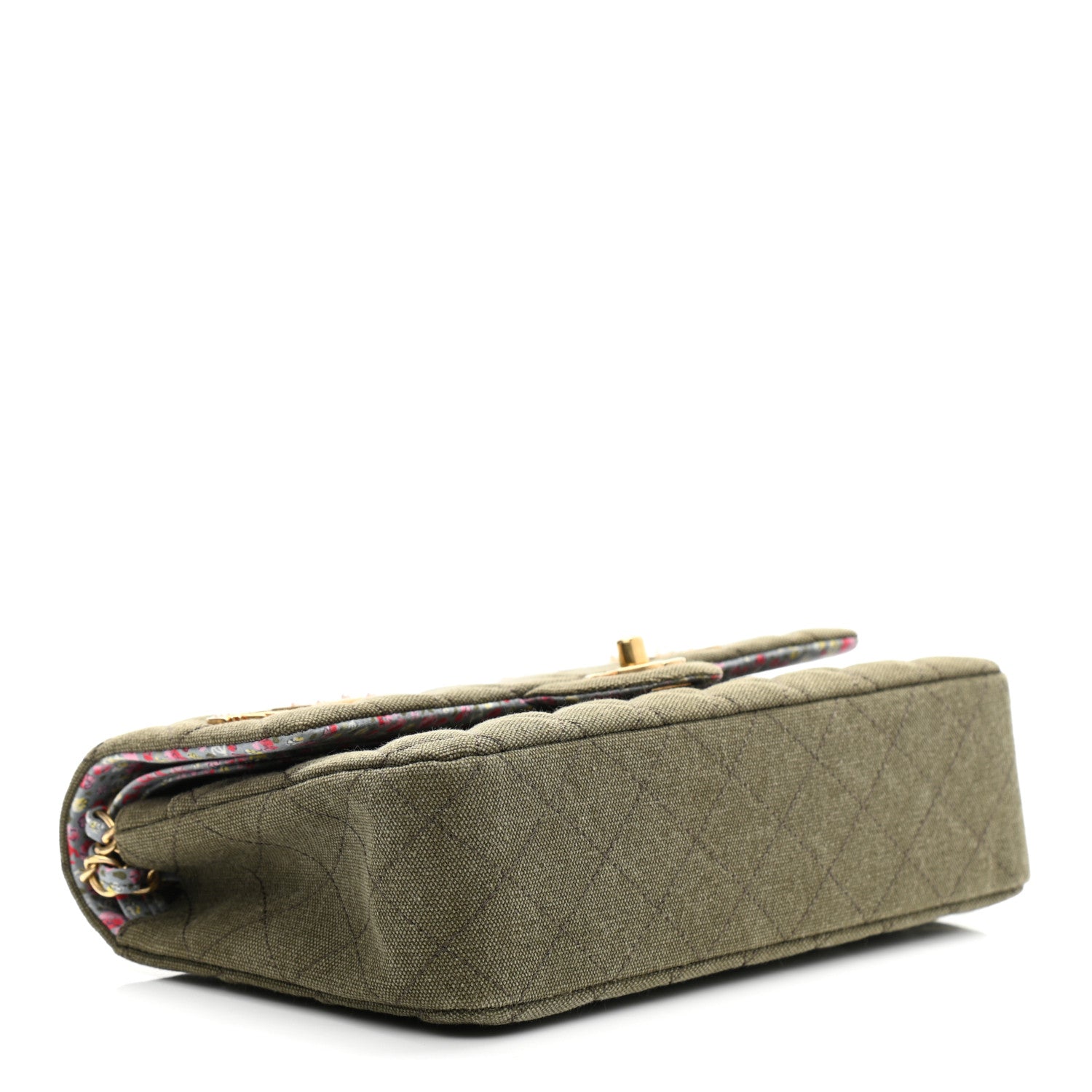 Chanel Toile Quilted Medium Cuba Double Flap Khaki 4 of 12