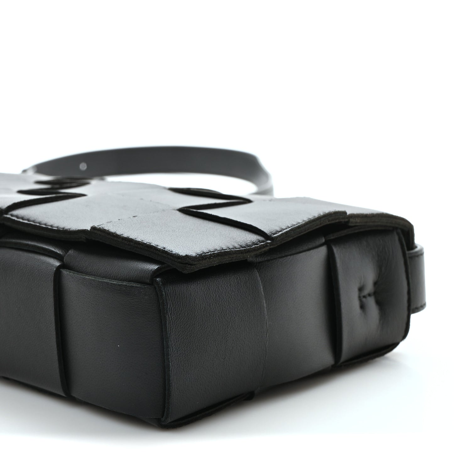 Lambskin Maxi Intrecciato Cassette Crossbody Bag Black