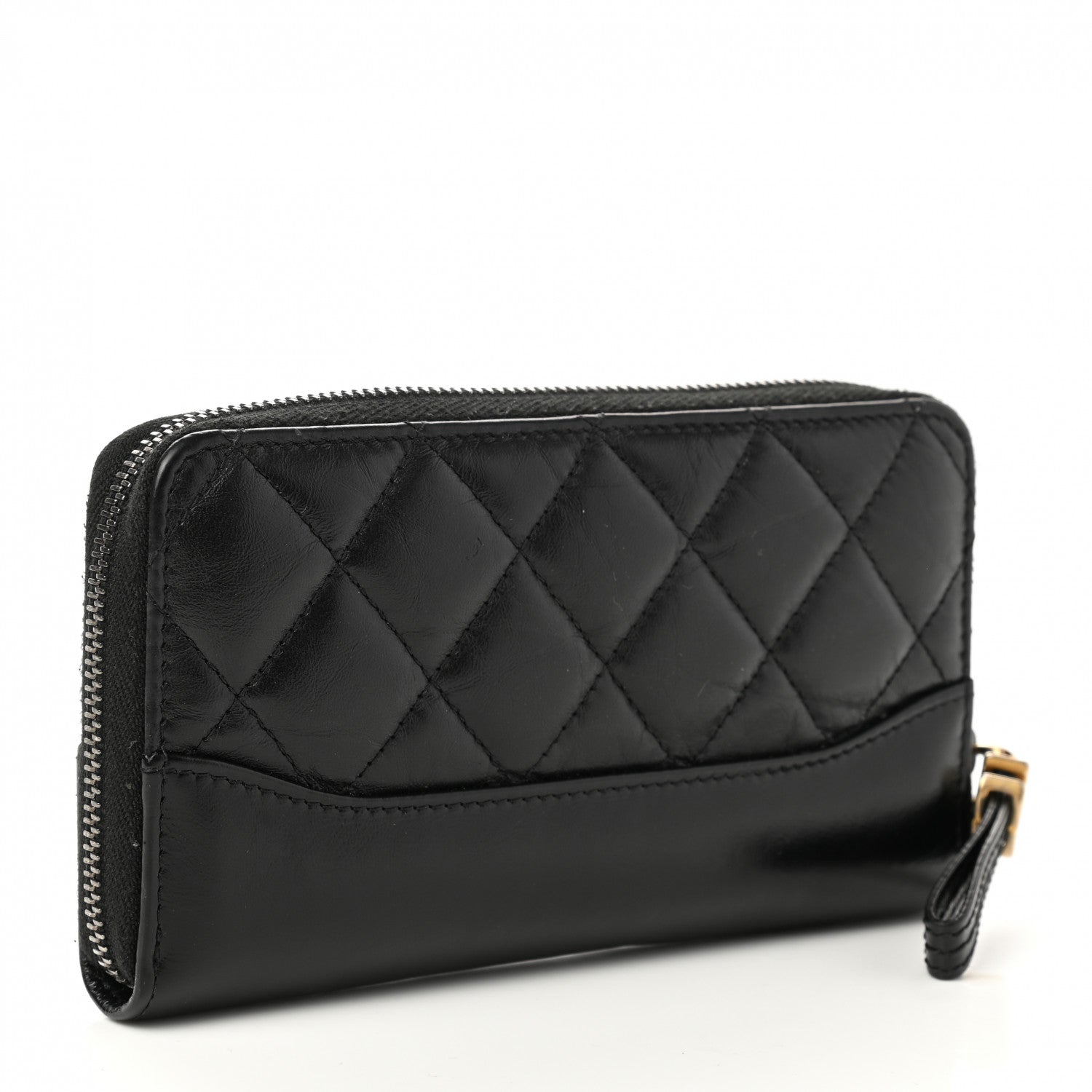 Chanel Aged Calfskin Quilted Small Gabrielle Zip Around Wallet Black 3 of 9