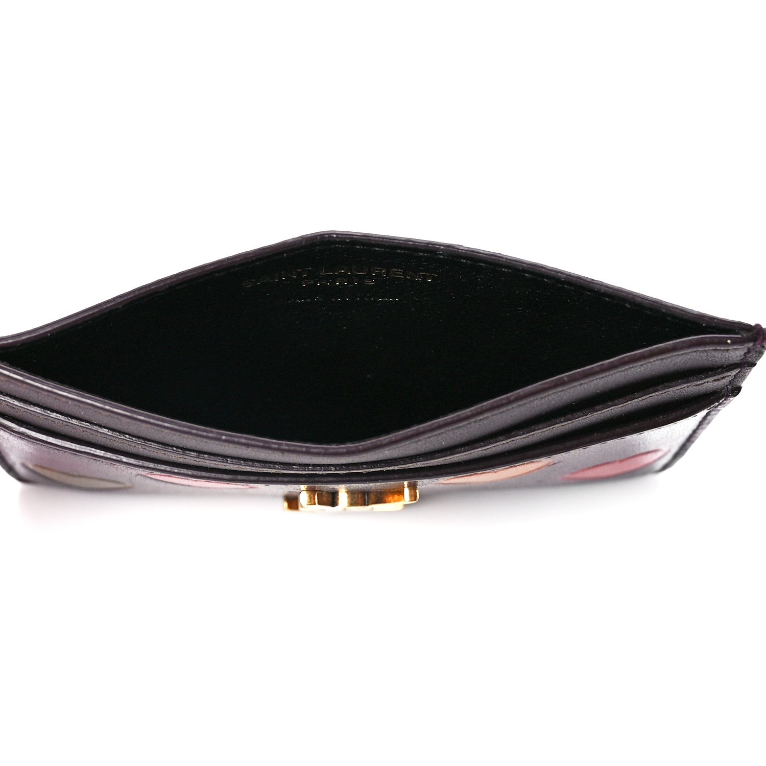 Saint Laurent Lambskin Heart Embossed Monogram Card Case Vintage Cognac 4 of 11