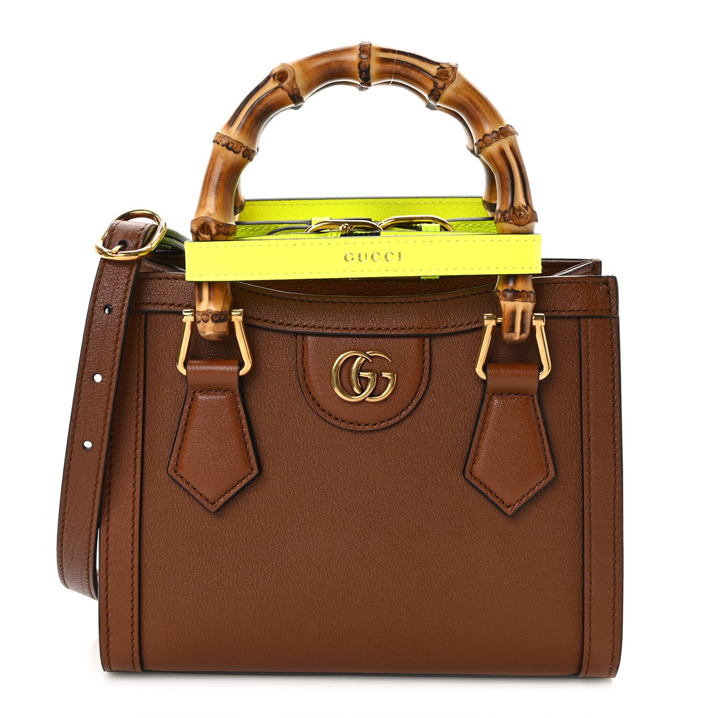Wonka Grain Calfskin Mini Diana Tote Bag Cuir Yellow Fluo