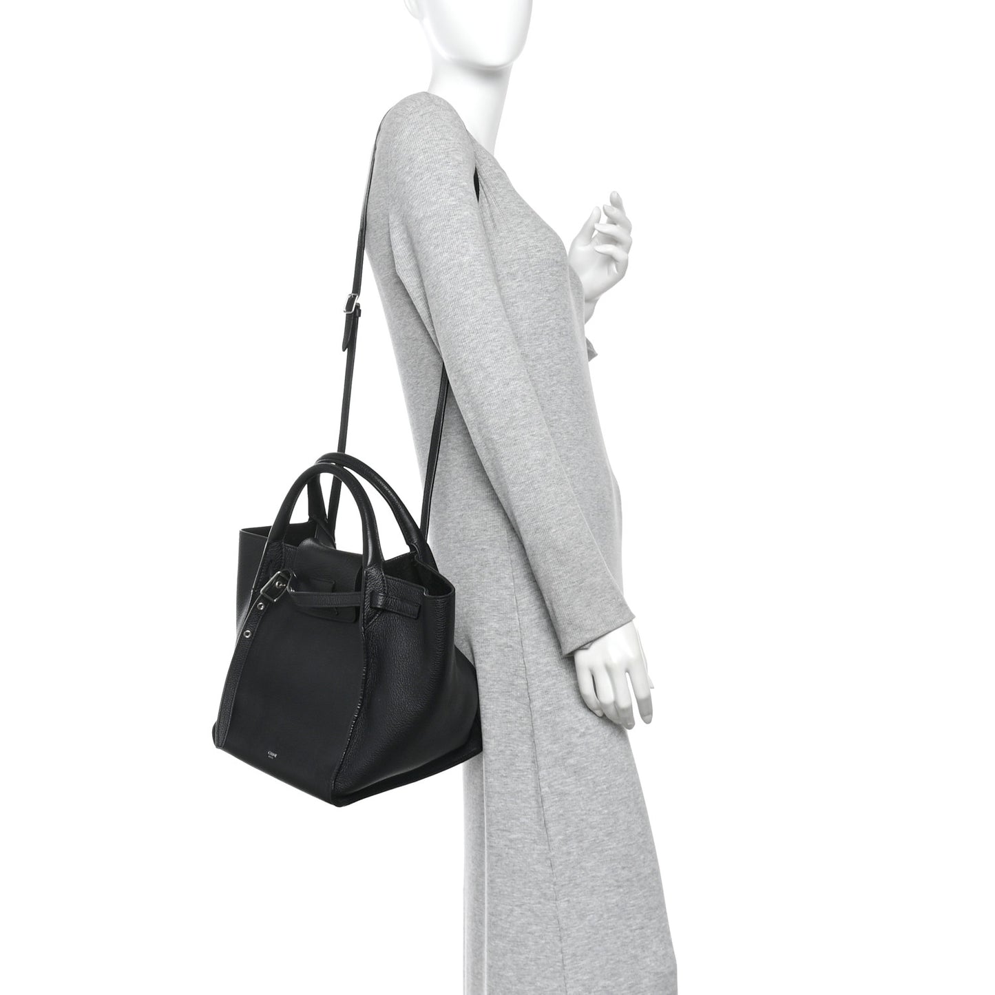 Supple Grained Calfskin Small Big Bag Black