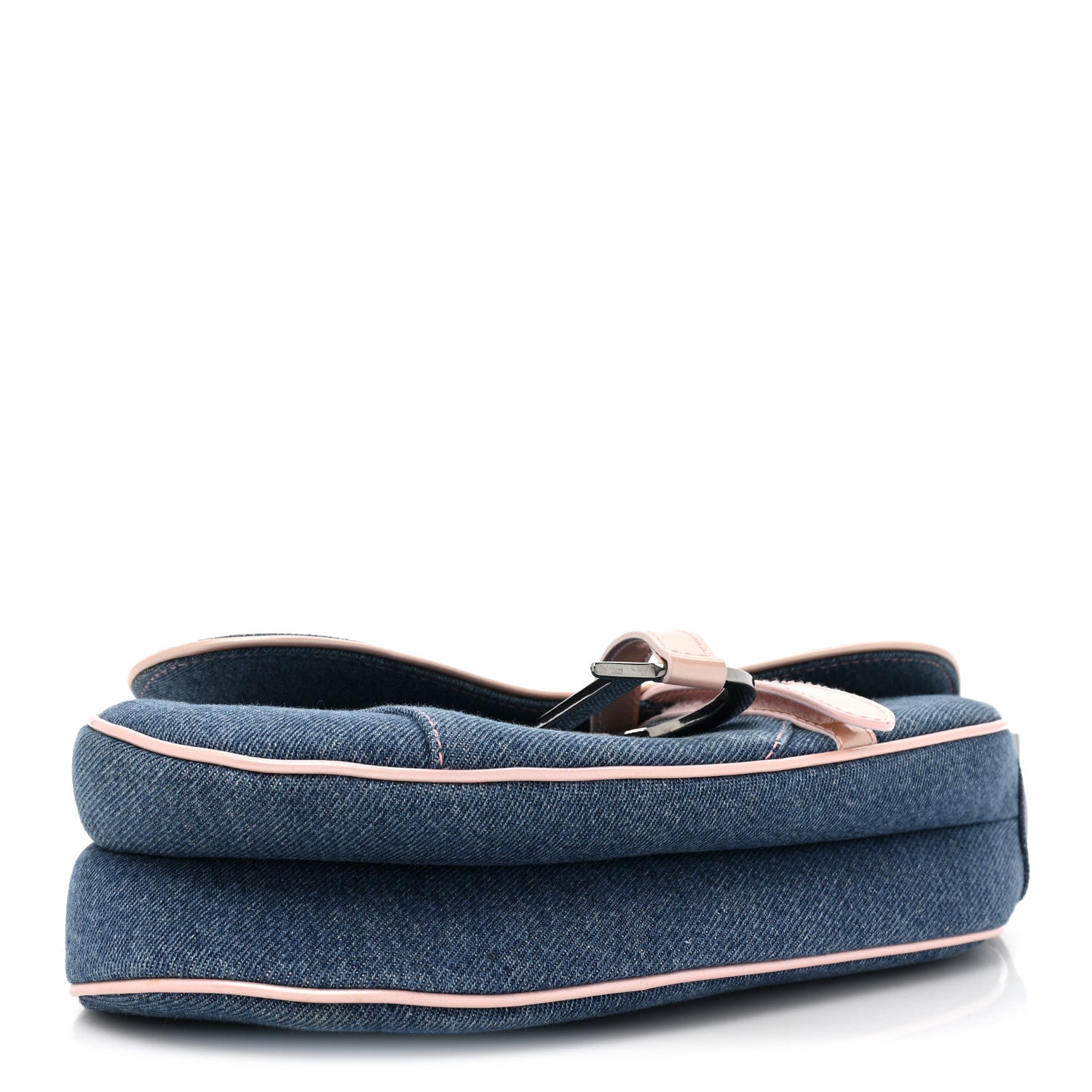 Christian Dior Patent Denim Jeans Saddle Bag Blue Pink 4 of 10