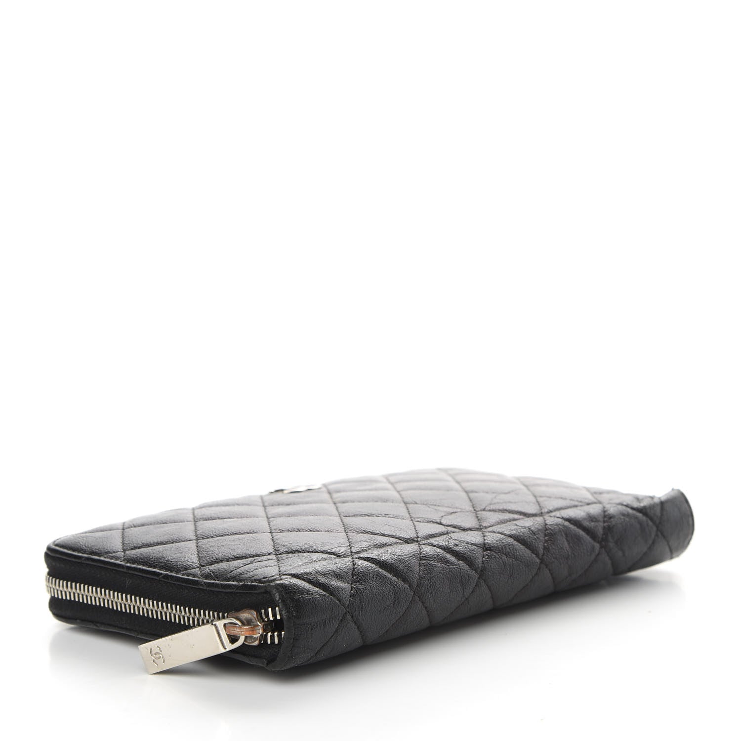 Chanel Calfskin Quilted Large Zip Around Organizer Wallet Black 4 of 9