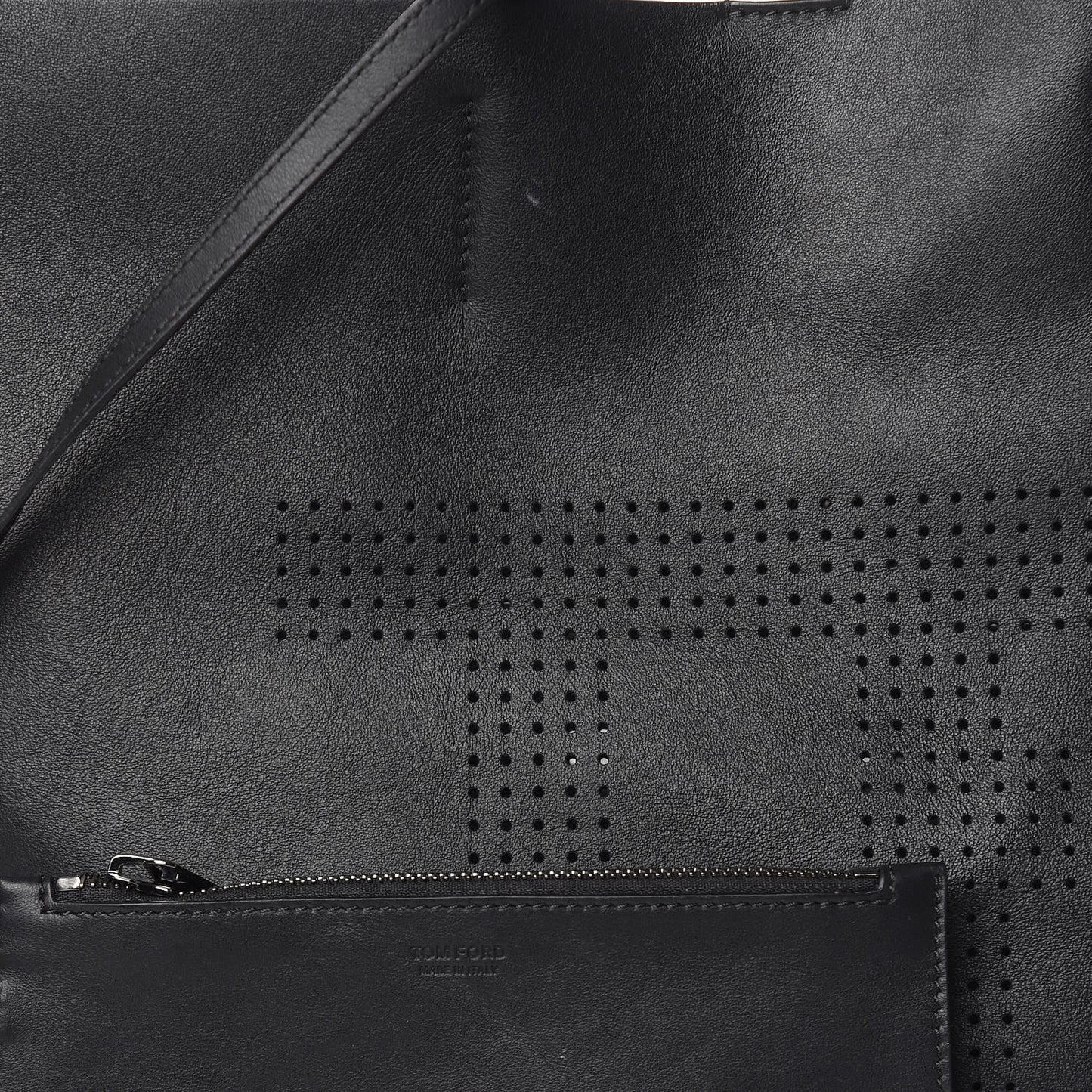 Calfskin Perforated Logo Tote Black