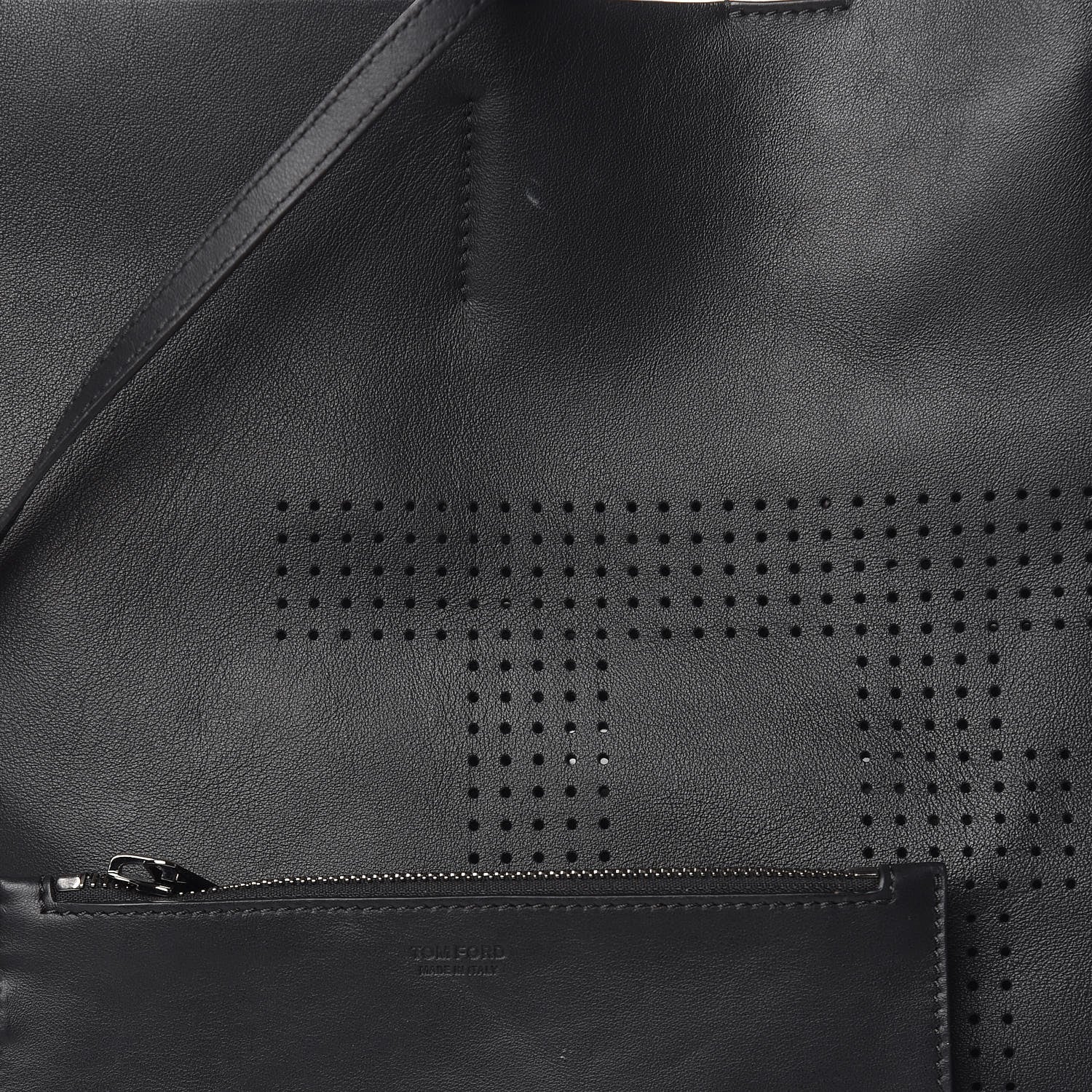 Tom Ford Calfskin Perforated Logo Tote Black 12 of 13