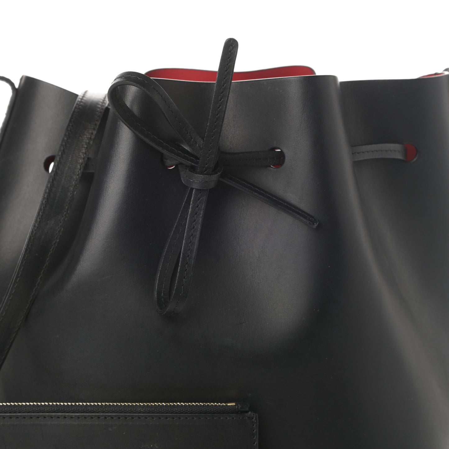 Vegetable Tanned Calfskin Bucket Bag Black Flamma