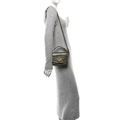 Chloe Calfskin Crocodile Embossed Mini C Double Carry Misty Forest 2 of 10