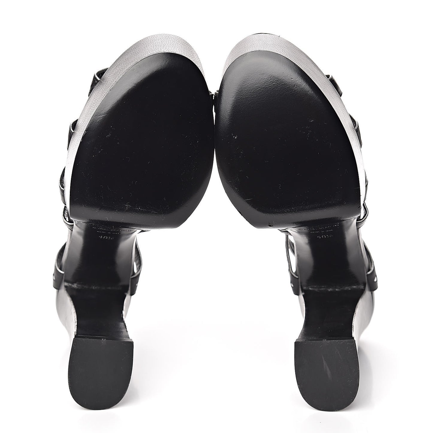 Calfskin Tribute 105 Heart Platform Sandals 40.5 Black