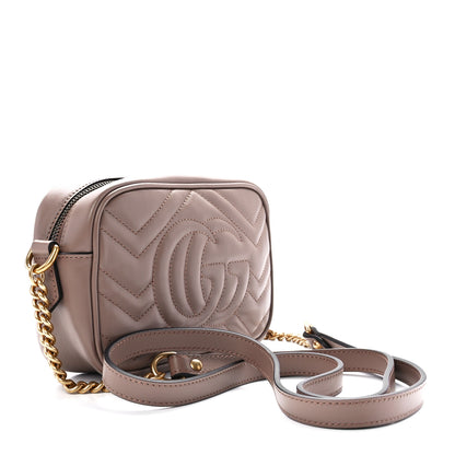 Gucci Calfskin Matelasse Mini GG Marmont Chain Shoulder Bag Porcelain Rose 3 of 12