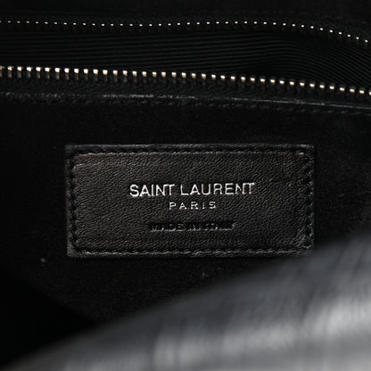 Saint Laurent Calfskin Crocodile Embossed Classic Duffle Bag Black 7 of 11
