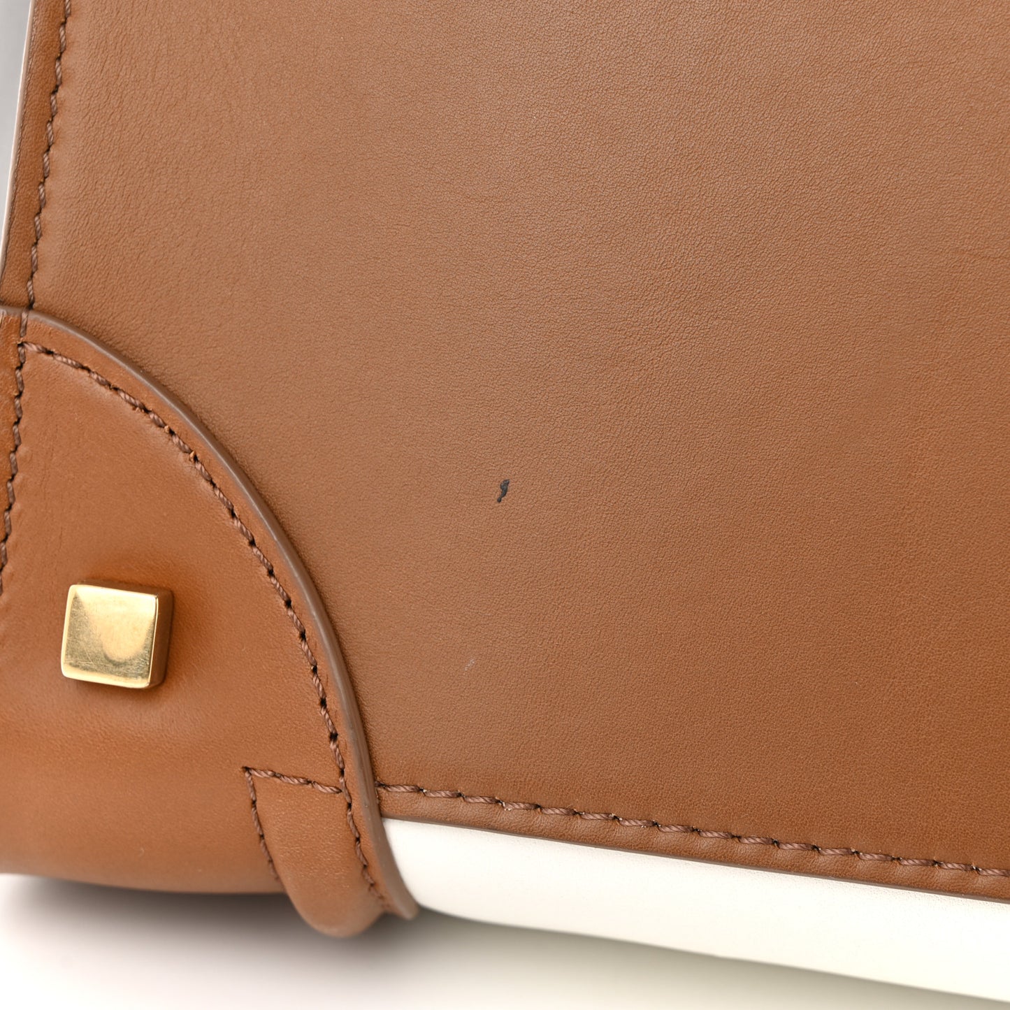 Satin Calfskin Mini Tri-Color Luggage White Brown