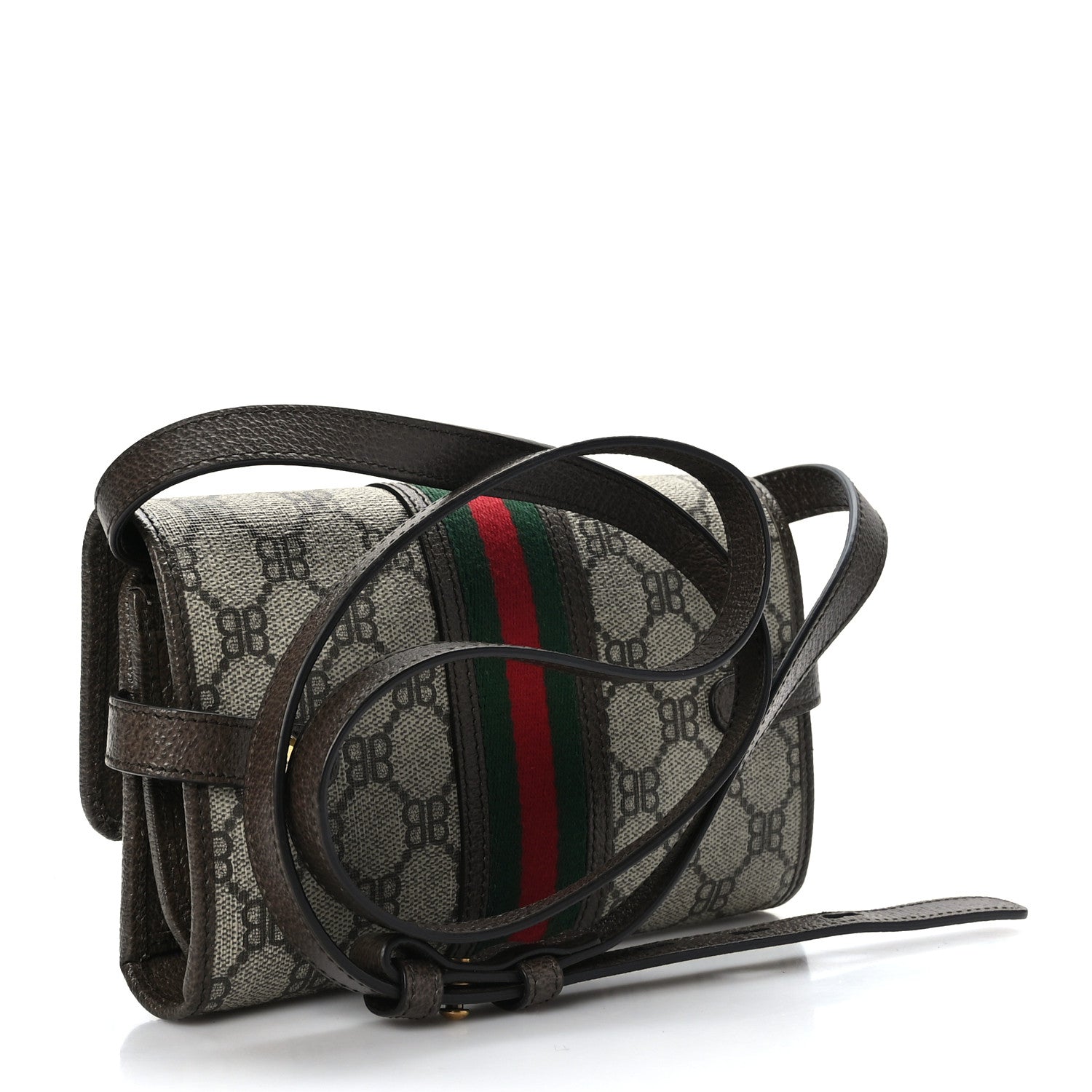 Gucci X BALENCIAGA BB Supreme Monogram Web Ophidia Crossbody Wallet Beige New Acero 3 of 9