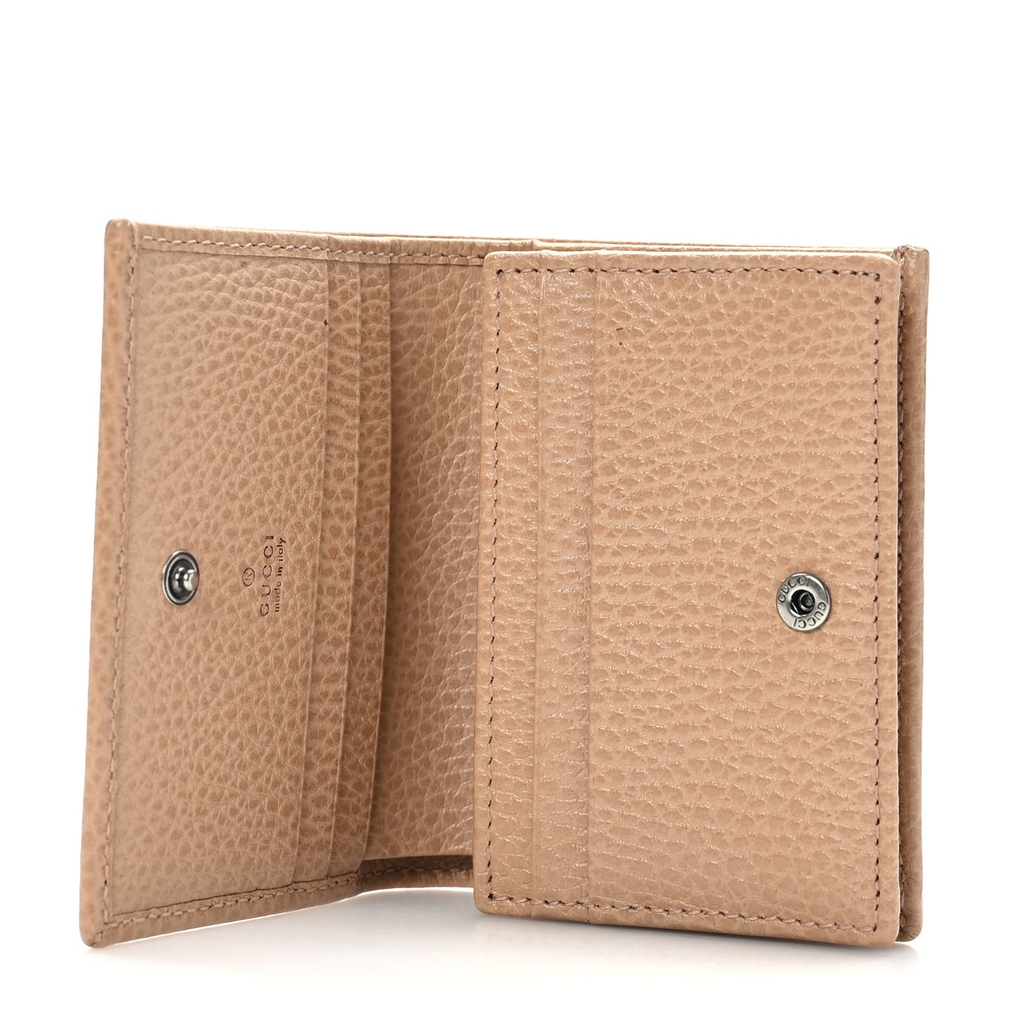 Dollar Calfskin Enamel Monochrome GG Marmont Card Case Camelia