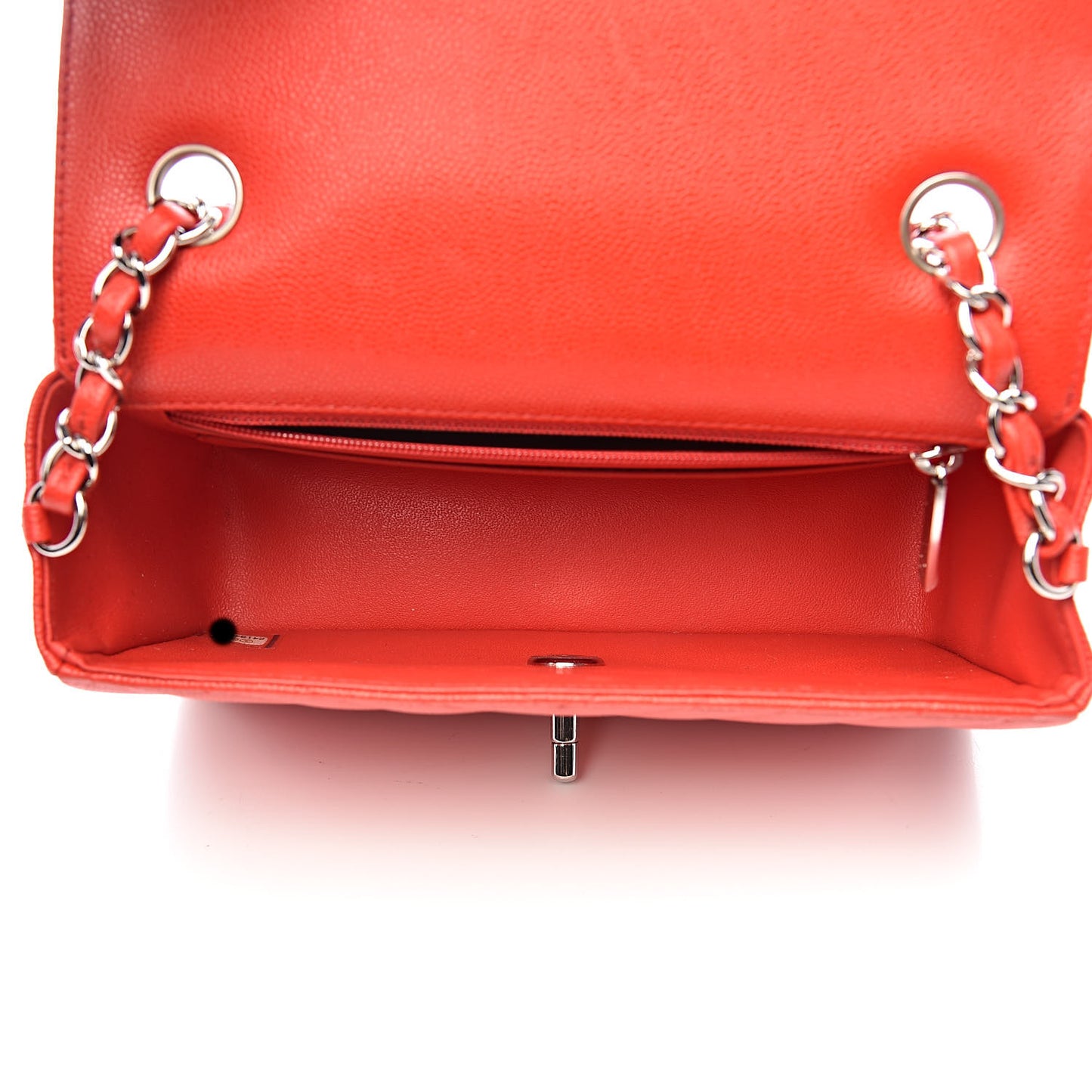 Caviar Chevron Quilted Mini Rectangular Flap Red