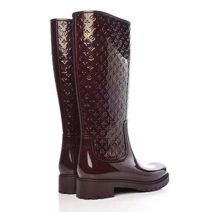 Louis Vuitton Rubber Embossed Monogram Splash Rain Boots 40 Burgundy 4 of 10
