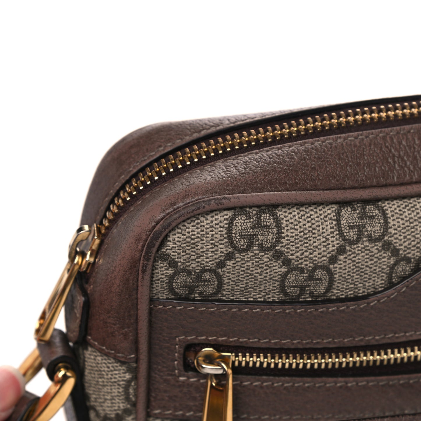 GG Supreme Monogram Web Mini Ophidia Shoulder Bag Brown