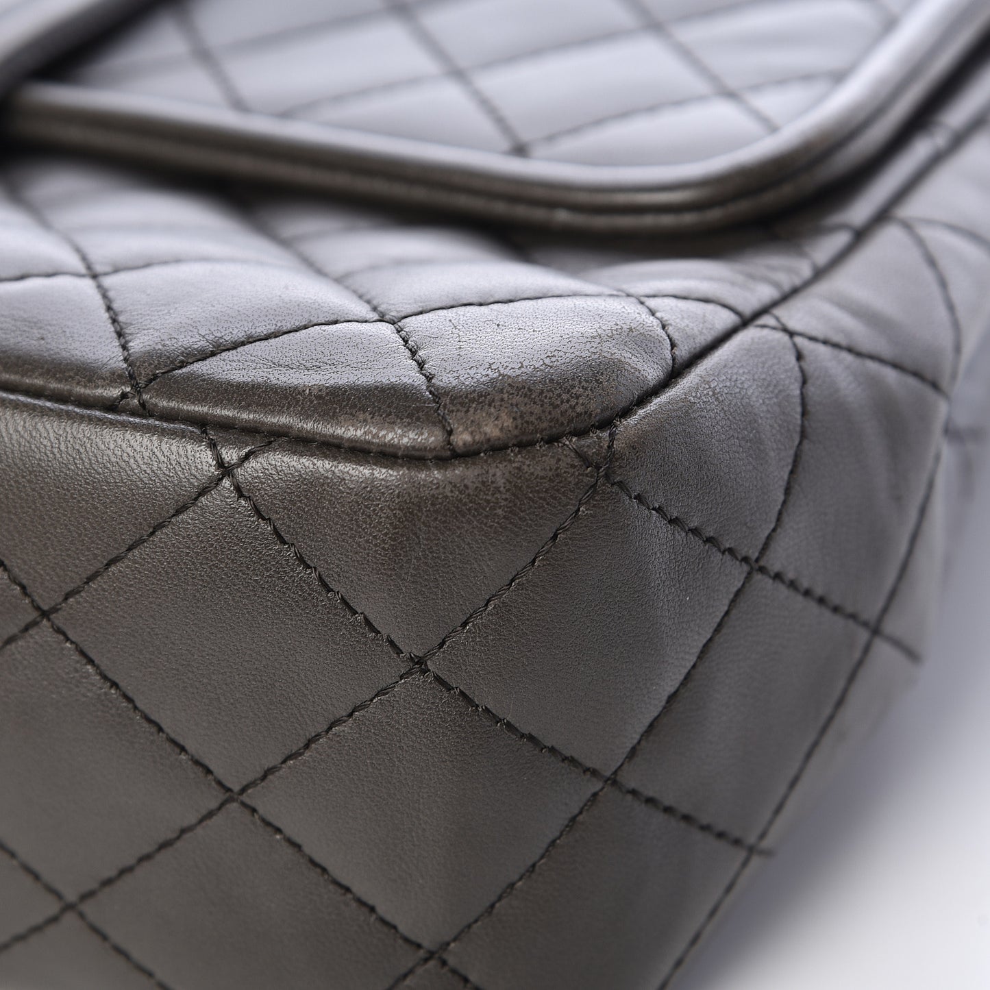 Lambskin Quilted Elementary Chic Flap Grey