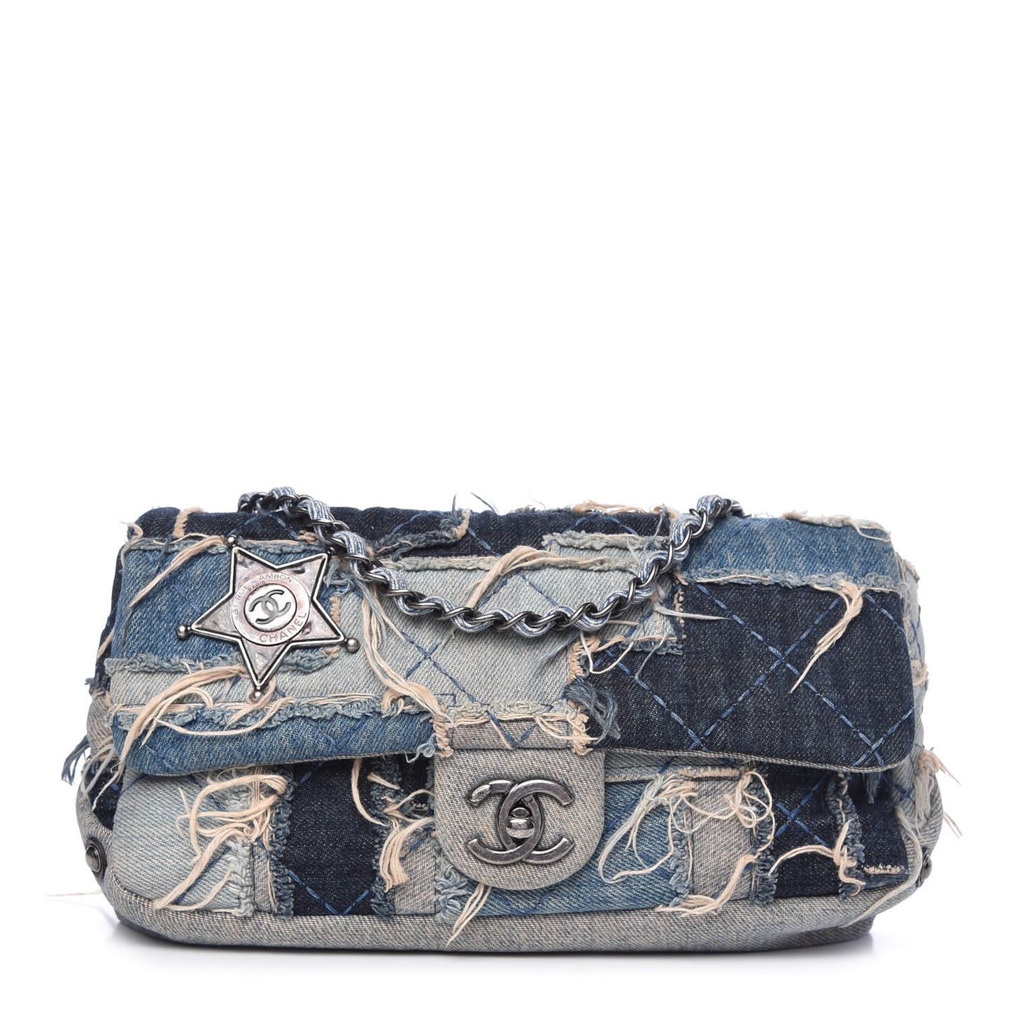 Denim Patchwork Paris Dallas Single Flap Blue