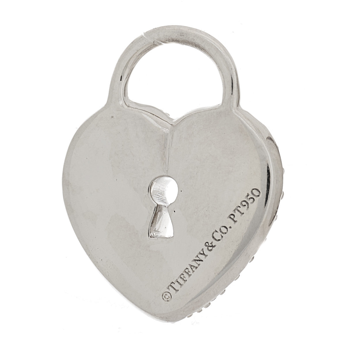 Tiffany Platinum Diamond Small Heart Lock Charm Pendant 3 of 3