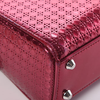 Christian Dior Metallic Patent Micro-Cannage Mini Lady Dior Fuchsia 13 of 14
