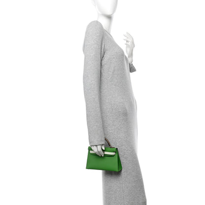 Hermes Epsom Tri-Color Mini Kelly Sellier 20 Vert Yucca Vert Fizz Etoupe 2 of 11