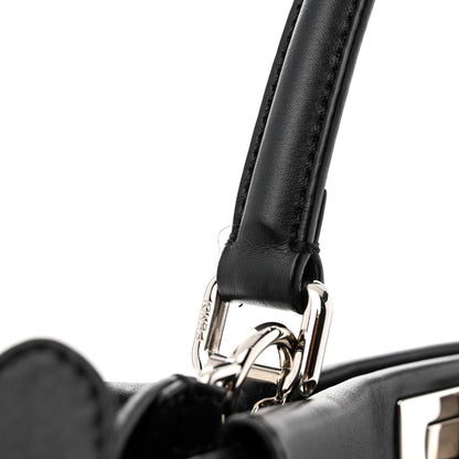 Fendi Vitello Seta Snakeskin Crocodile Monster Eyes Medium Peekaboo Iconic Satchel Black Girasole 14 of 15