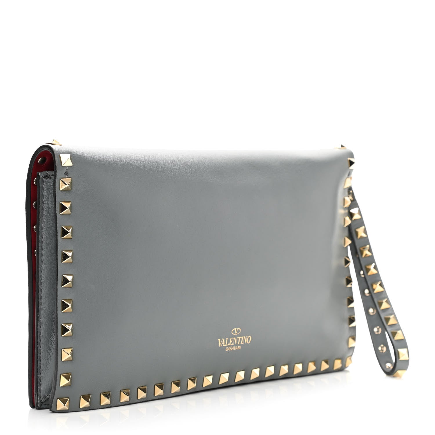 Valentino Garavani Nappa Rockstud Wristlet Clutch Light Stone 3 of 7