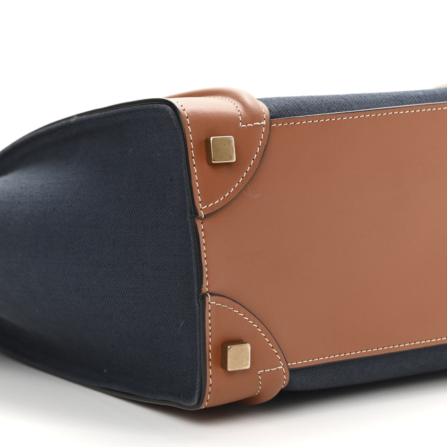 Textile Smooth Calfskin Micro Luggage Navy Tan