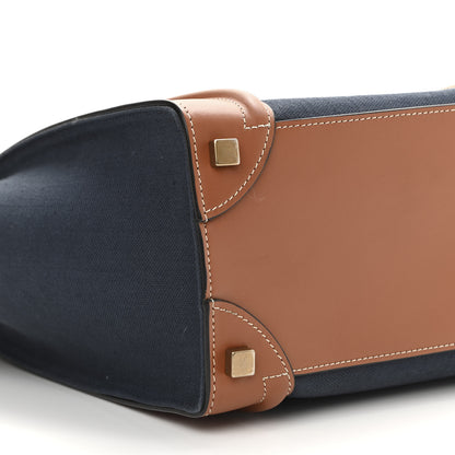 Celine Textile Smooth Calfskin Micro Luggage Navy Tan 9 of 16