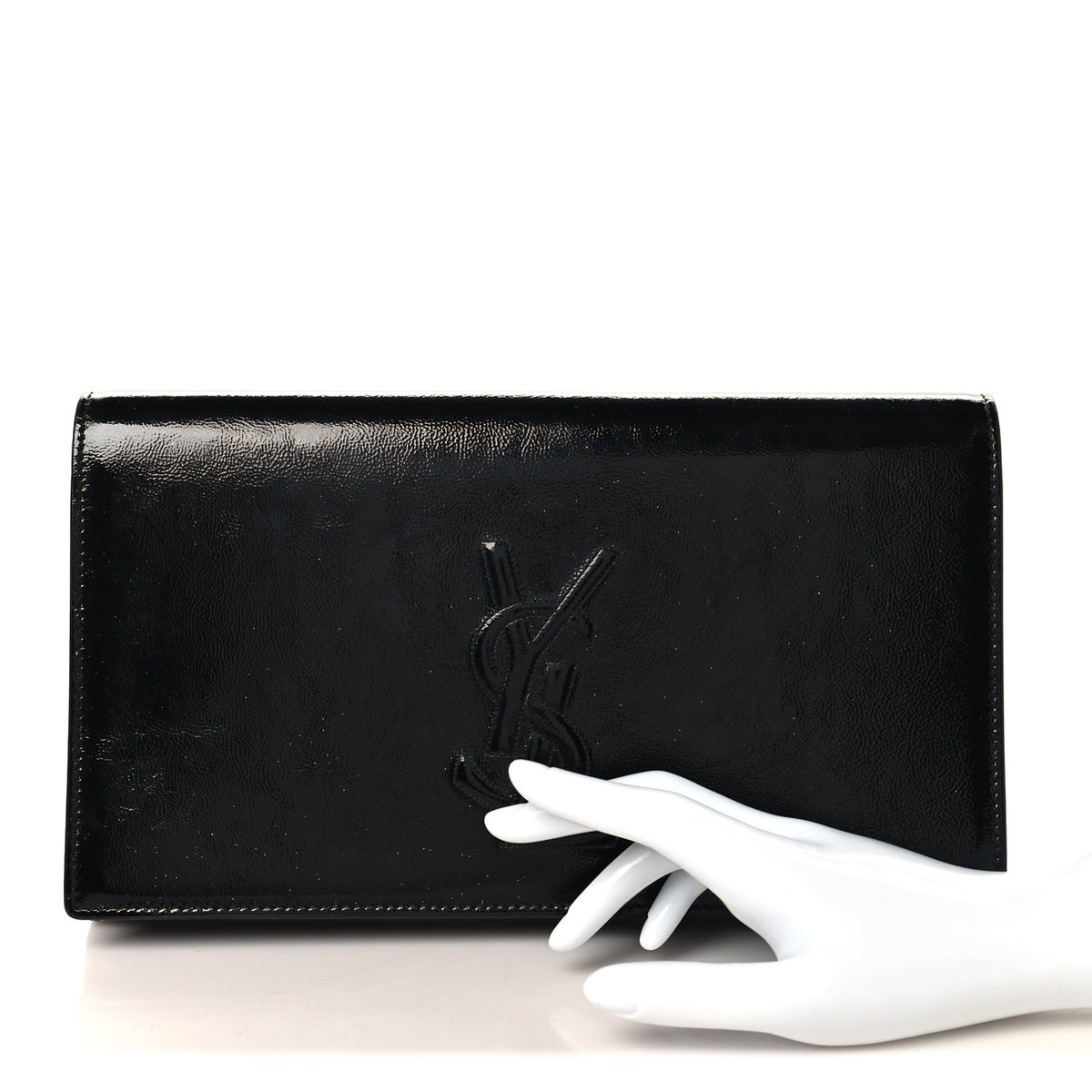 Textured Patent Monogram Large Belle De Jour Clutch Black