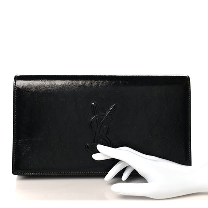 Saint Laurent Textured Patent Monogram Large Belle De Jour Clutch Black 2 of 9