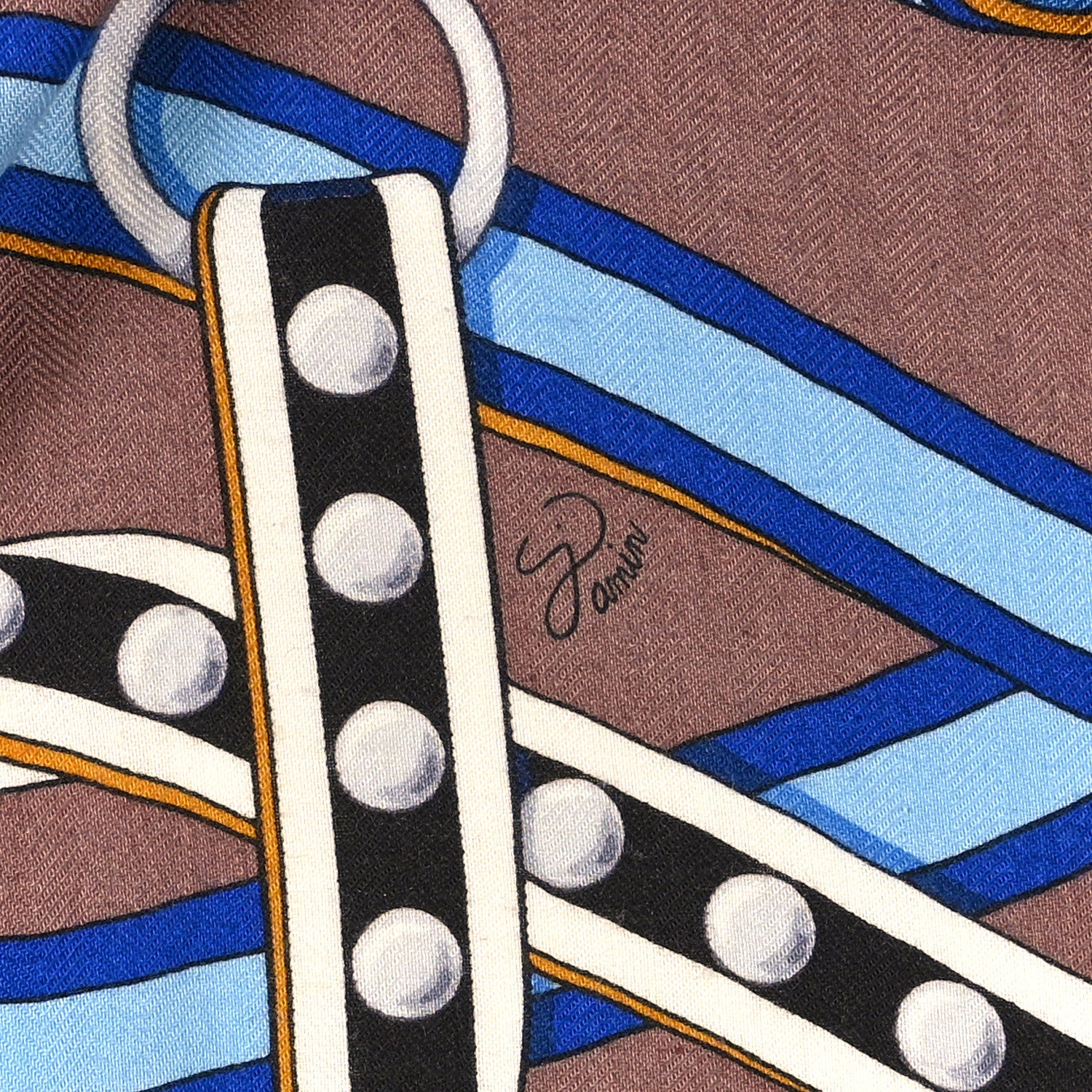Hermes Silk Cashmere Grand Tralala Shawl 140 Brown Blue 5 of 5