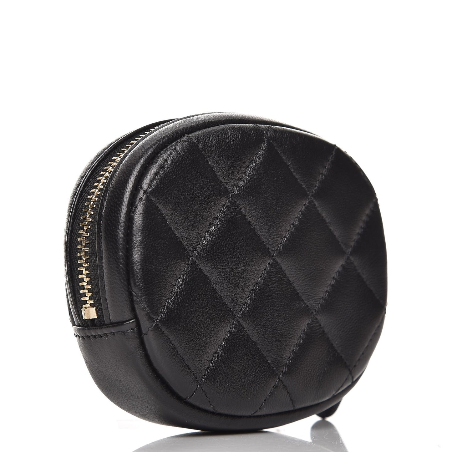 Lambskin Quilted Zip Around Classic Coin Purse Black