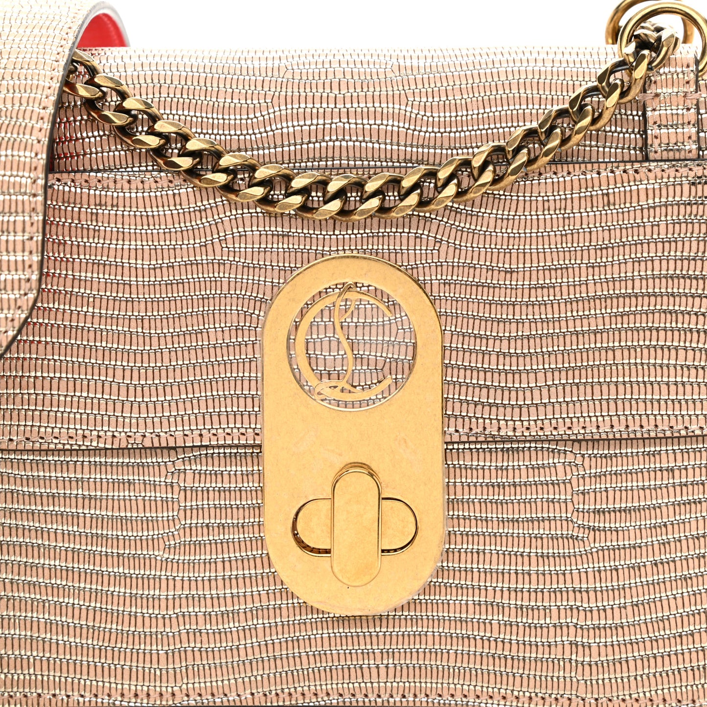 Metallic Lizard Embossed Calfskin Small Elisa Platine