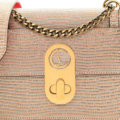Christian Louboutin Metallic Lizard Embossed Calfskin Small Elisa Platine 8 of 9