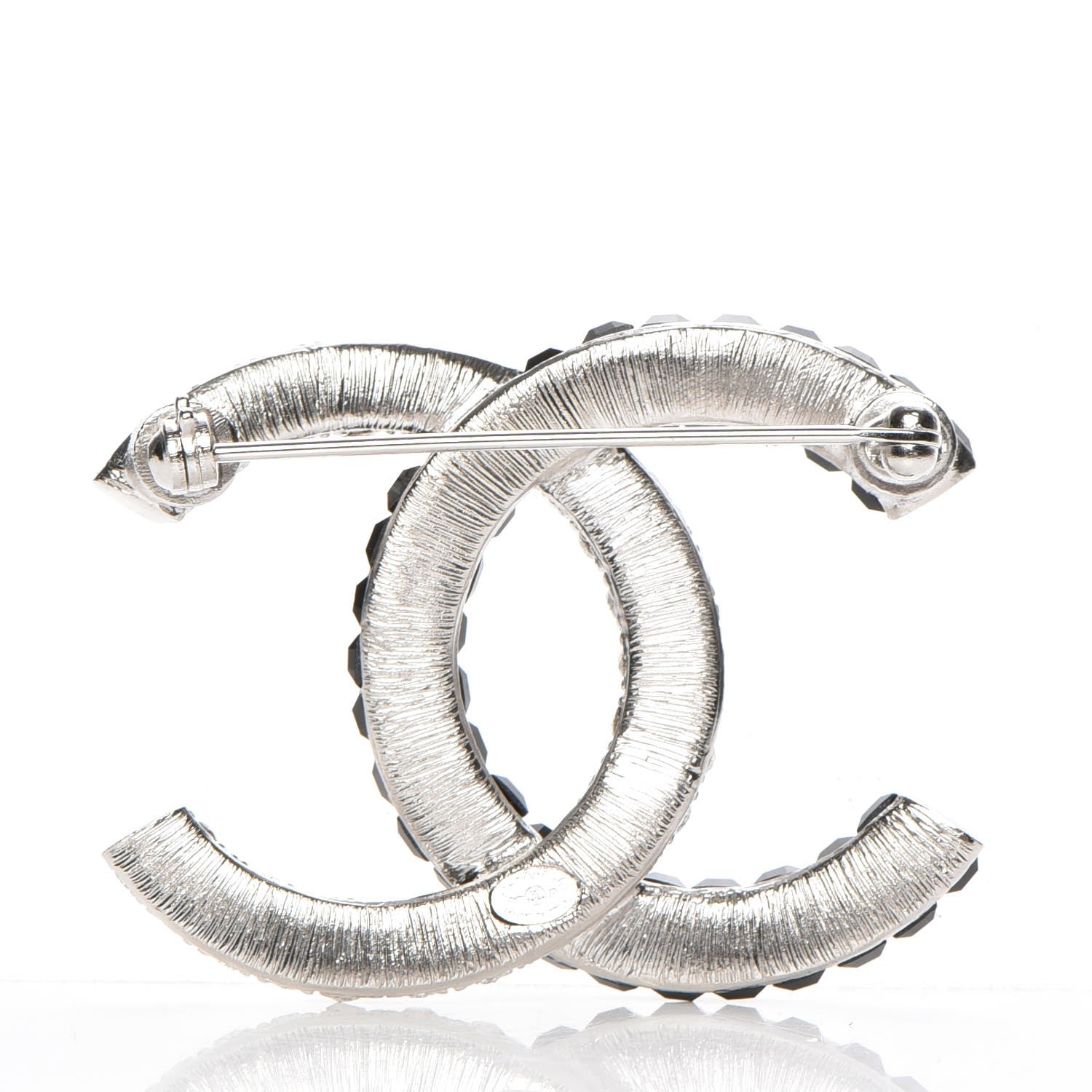 Chanel Baguette Crystal CC Brooch Silver Black 2 of 4