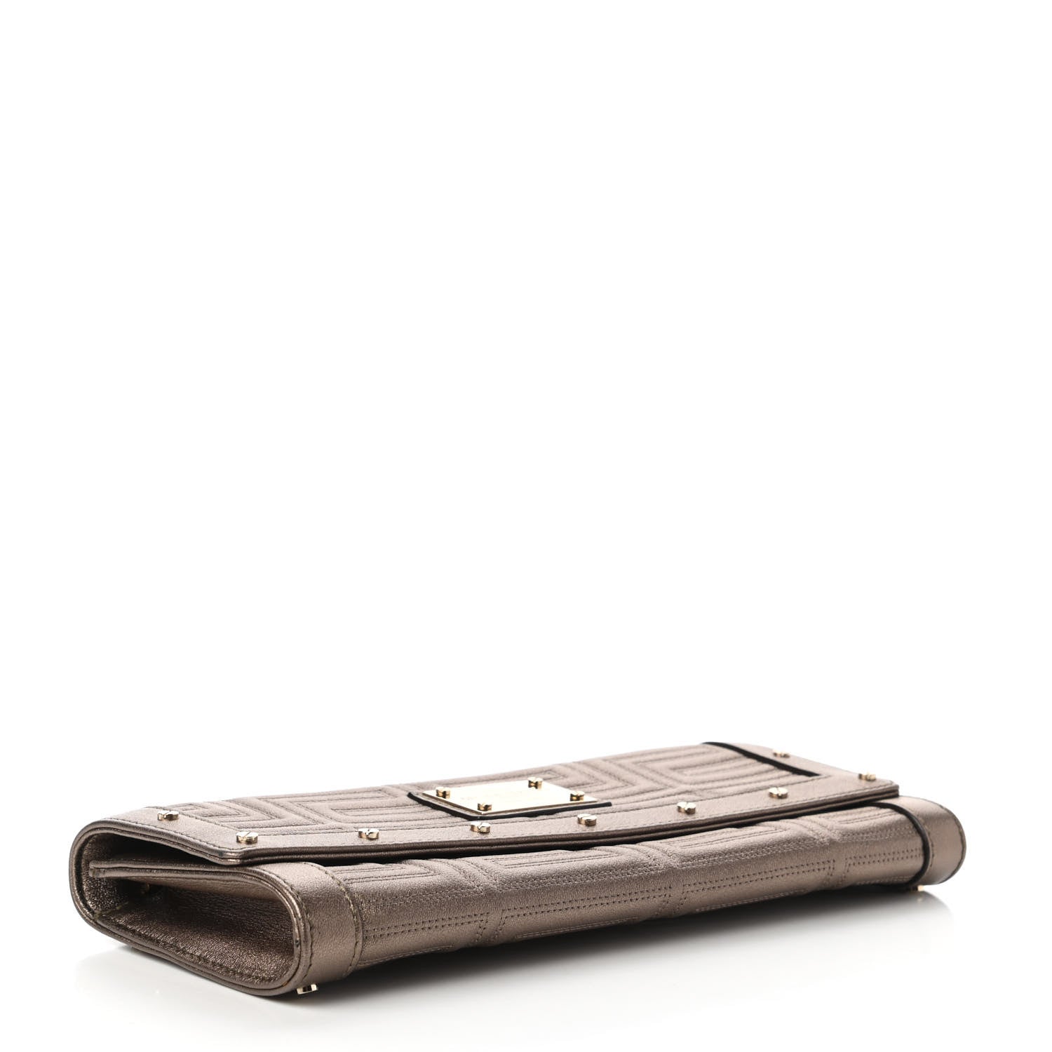Versace Metallic Lambskin Couture Chain Clutch Bronze 4 of 9